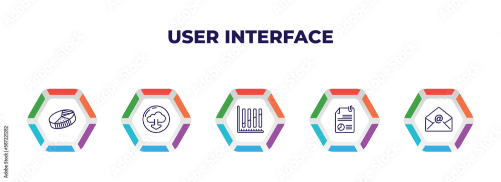Poster editable outline icons with infographic template. infographic for user interface concept. included p