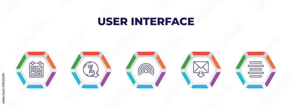 Poster editable outline icons with infographic template. infographic for user interface concept. included c