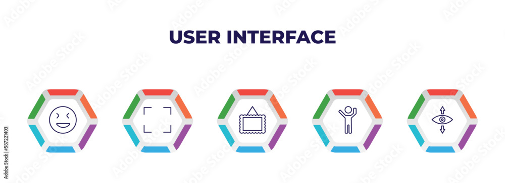 Poster editable outline icons with infographic template. infographic for user interface concept. included j