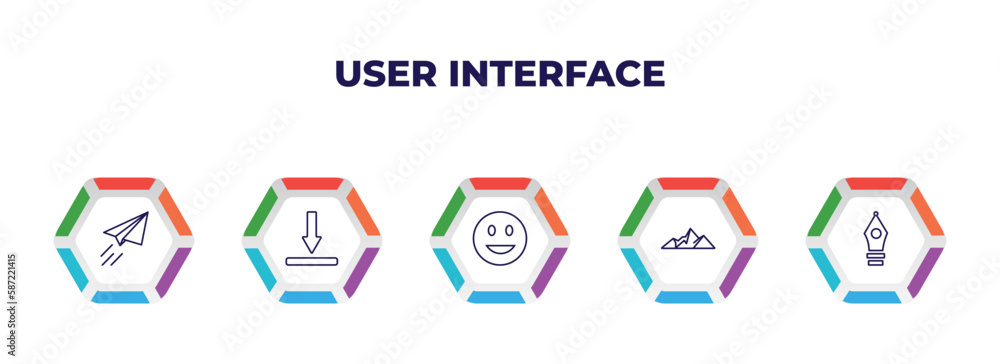 Poster editable outline icons with infographic template. infographic for user interface concept. included p