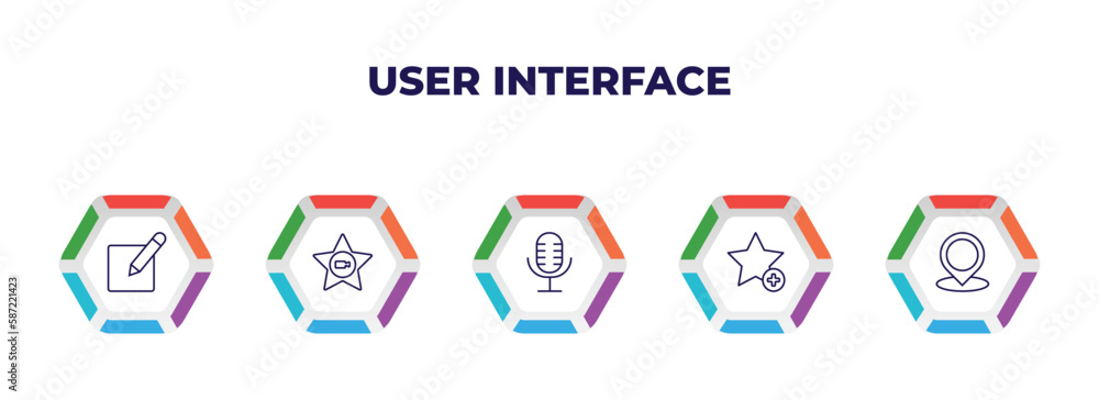 Poster editable outline icons with infographic template. infographic for user interface concept. included e