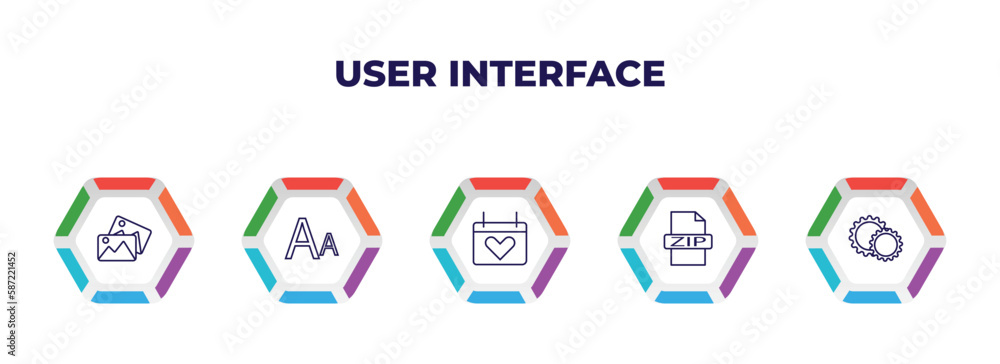 Poster editable outline icons with infographic template. infographic for user interface concept. included i