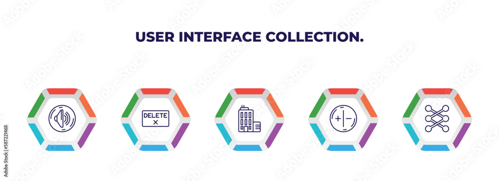 Poster editable outline icons with infographic template. infographic for user interface collection. concept