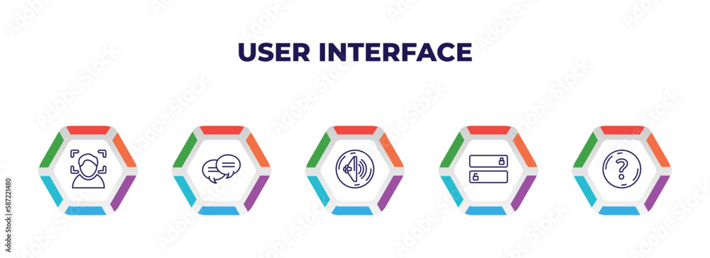Poster editable outline icons with infographic template. infographic for user interface concept. included f