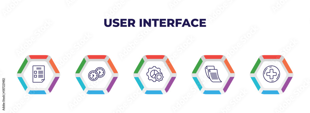 Poster editable outline icons with infographic template. infographic for user interface concept. included b