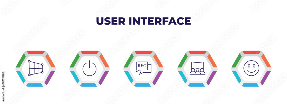 Aufkleber editable outline icons with infographic template. infographic for user interface concept. included c