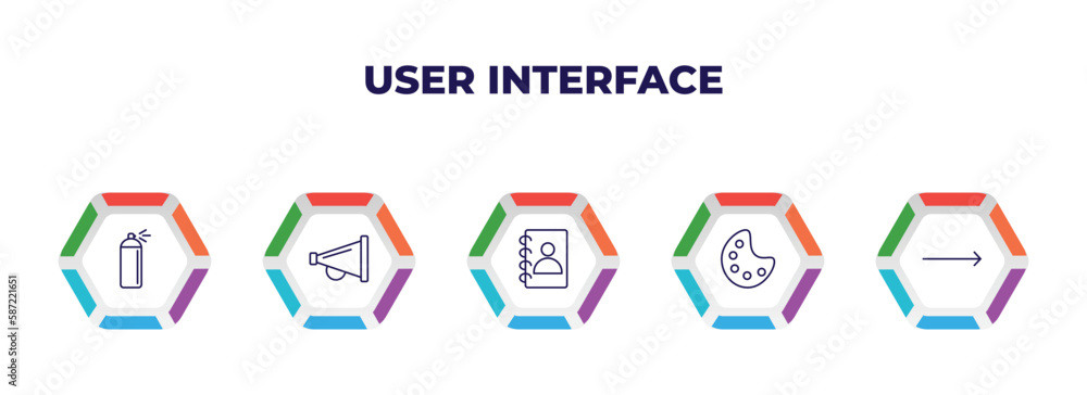 Poster editable outline icons with infographic template. infographic for user interface concept. included s