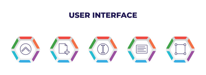 editable outline icons with infographic template. infographic for user interface concept. included top button, new page, italics, left side alignment, metrize icons.