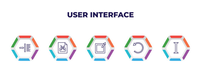 editable outline icons with infographic template. infographic for user interface concept. included indent, remove right frame, external, rotate left, italic icons.