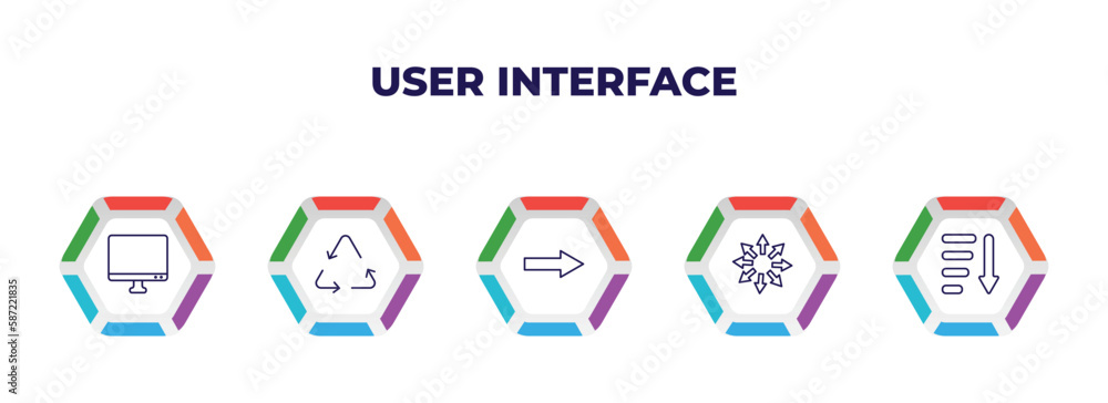 Poster editable outline icons with infographic template. infographic for user interface concept. included d