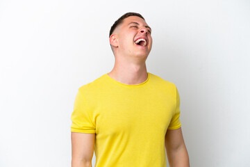 Obraz premium Young brazilian man isolated on white background laughing