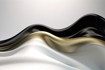 Black white gold abstract wave streamlined shape made with generative AI