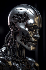 Fototapeta premium Beautiful android conceptual illustration. Close up portrait. Generative AI