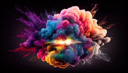 Fototapeta premium An award-winning, ultra-detailed smokey explosion, masterfully crafted with vibrant colors and liquify effects. This dynamic display of visual artistry captivates and ignites the imagination.