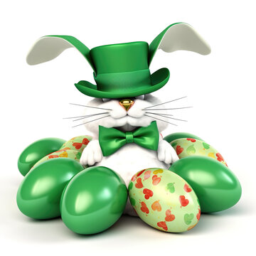 Smug Irish Easter Bunny: An Entertainingly Eerie and Audacious Twist on the Traditional Easter Icon, Oozing Confidence and Authority - Generative AI