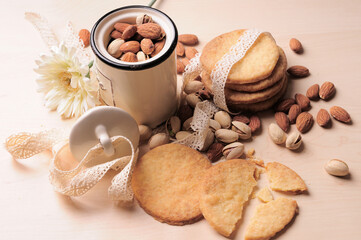 cookies, nuts on the table