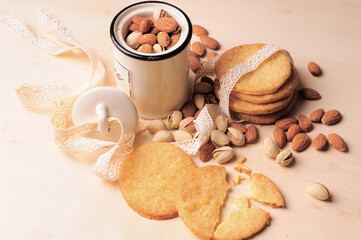 cookies, nuts on the table