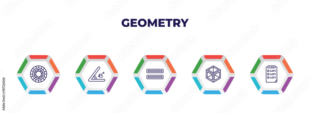 Poster editable outline icons with infographic template. infographic for geometry concept. included color w