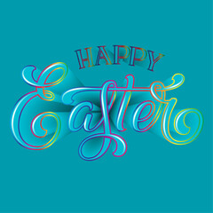 Happy easter day card with text effect