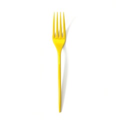 yellow fork isolated on white background