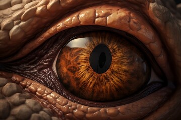 Naklejka premium Dinosaur Eye - Close-Up View of a Reptile's Eye