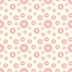 Daisy flower seamless on editable background illustration. Pretty floral pattern for print. Flat design vector. Spring flower seamless ddesigns.