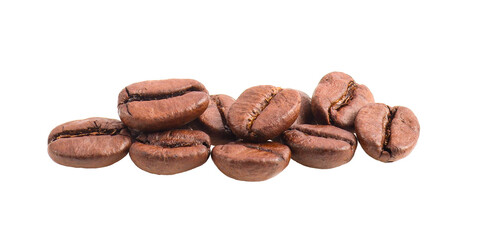  roasted coffee beans isolated on png background.