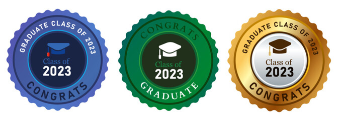 Class of 2023 graduate congrats emblem circle badge icon hat