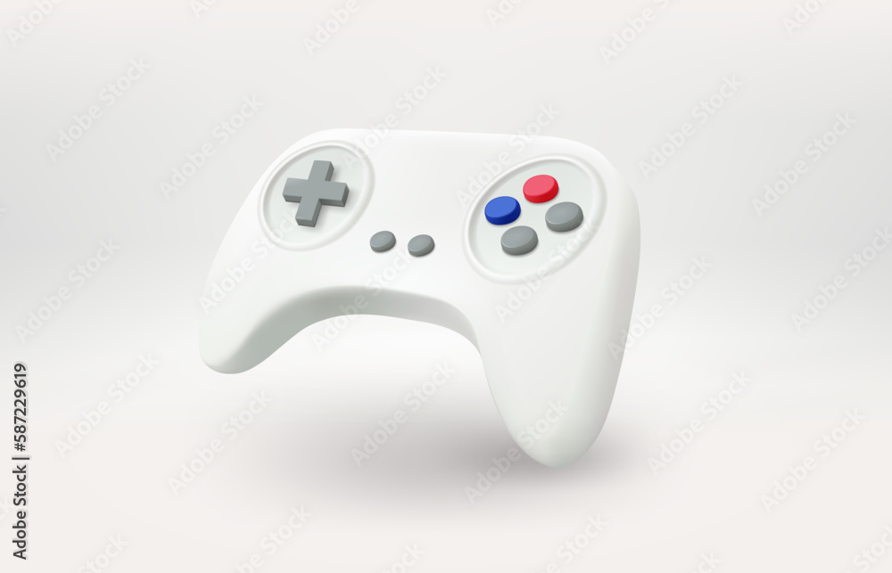 Poster White gamepad isolated on transparent background. 3d vector clipart
