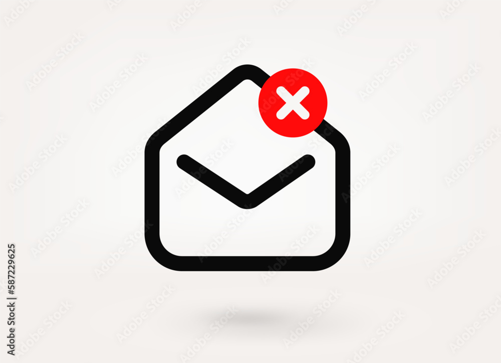 Poster mail pictogram with ban mark. 3d vector icon