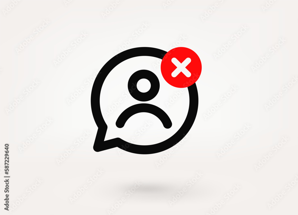 Aufkleber speech cloud pictogram with ban mark. 3d vector icon