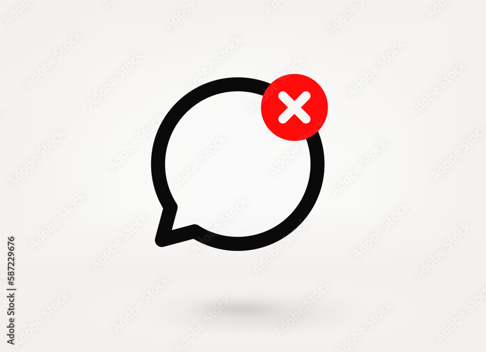 Aufkleber Speech cloud pictogram with copy space and ban mark. 3d vector icon