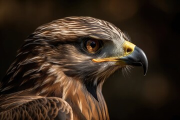 Obraz premium Face profile of a Black Kite (Milvus migrans). Generative AI