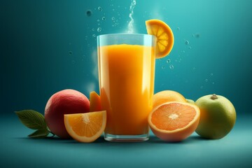 Fototapeta premium Fresh 3d juice glass. Generate Ai