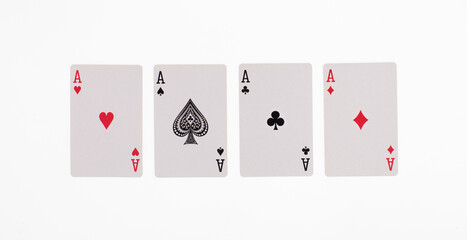 four card aces isolated on white background