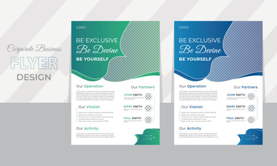 Fashion flyer template design. Corporate business flyer template design set with blue, orange, red, and yellow colors. marketing, business proposal, promotion, advertising, publication, Flyer Layout