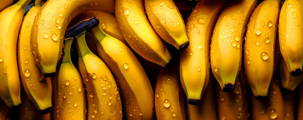 Background with many fresh bananas - Generative AI