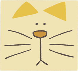 猫の四角い動物キャラクターイラスト