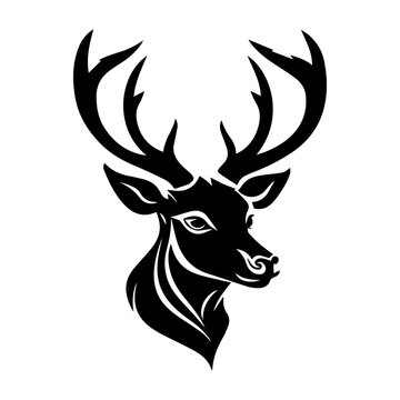 Deer vector silhouette, deer logo, isolated on white background.