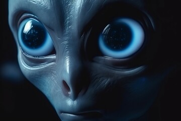 Blue alien with big eyes. Generate AI