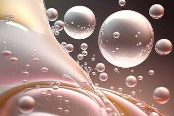 Clear cosmetic cream with bubbles. Ai. Closeup view