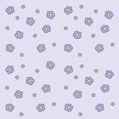 Purple flowers on purple background, pastel, seamless pattern