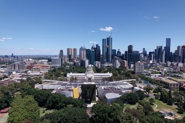 Fototapeta na wymiar Aerial view of the Melbourne Museum and Royal Exhibition