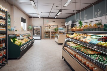 Fototapeta na wymiar 3d render of supermarket interior