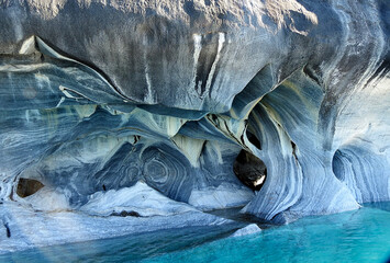 Marble Chapel and Cathedral on General Carrera Lake on the Austral highway - Chile
