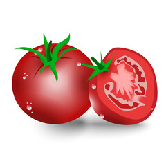 tomato with green leaves element