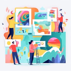 Illustration of Designers designing new art, created by generative ai
