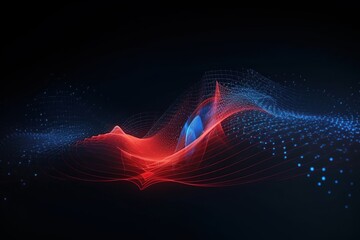 Blue and red abstract glowing wave made with generative AI