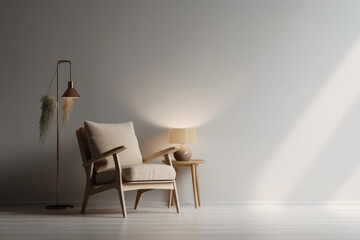 modern living room with a minimalist set of armchairs - Generative AI