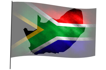 The waving flag of South Africa on a flagpole